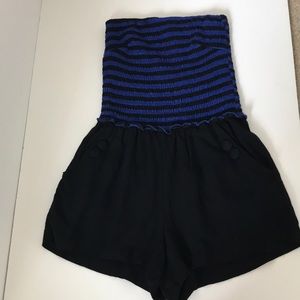 Blue and black romper